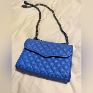 Blue quilted leather Rebecca Minkoff chain bag